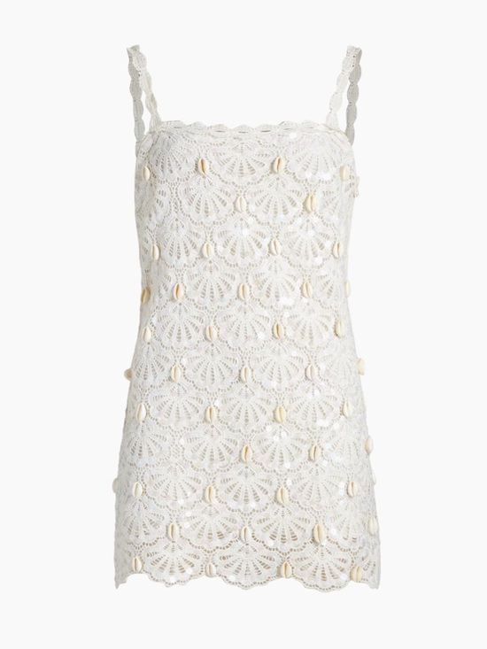 LoveShackFancy Dresses & Skirts - LoveShackFancy Cream Crochet Mini Dress with Shell Accents
